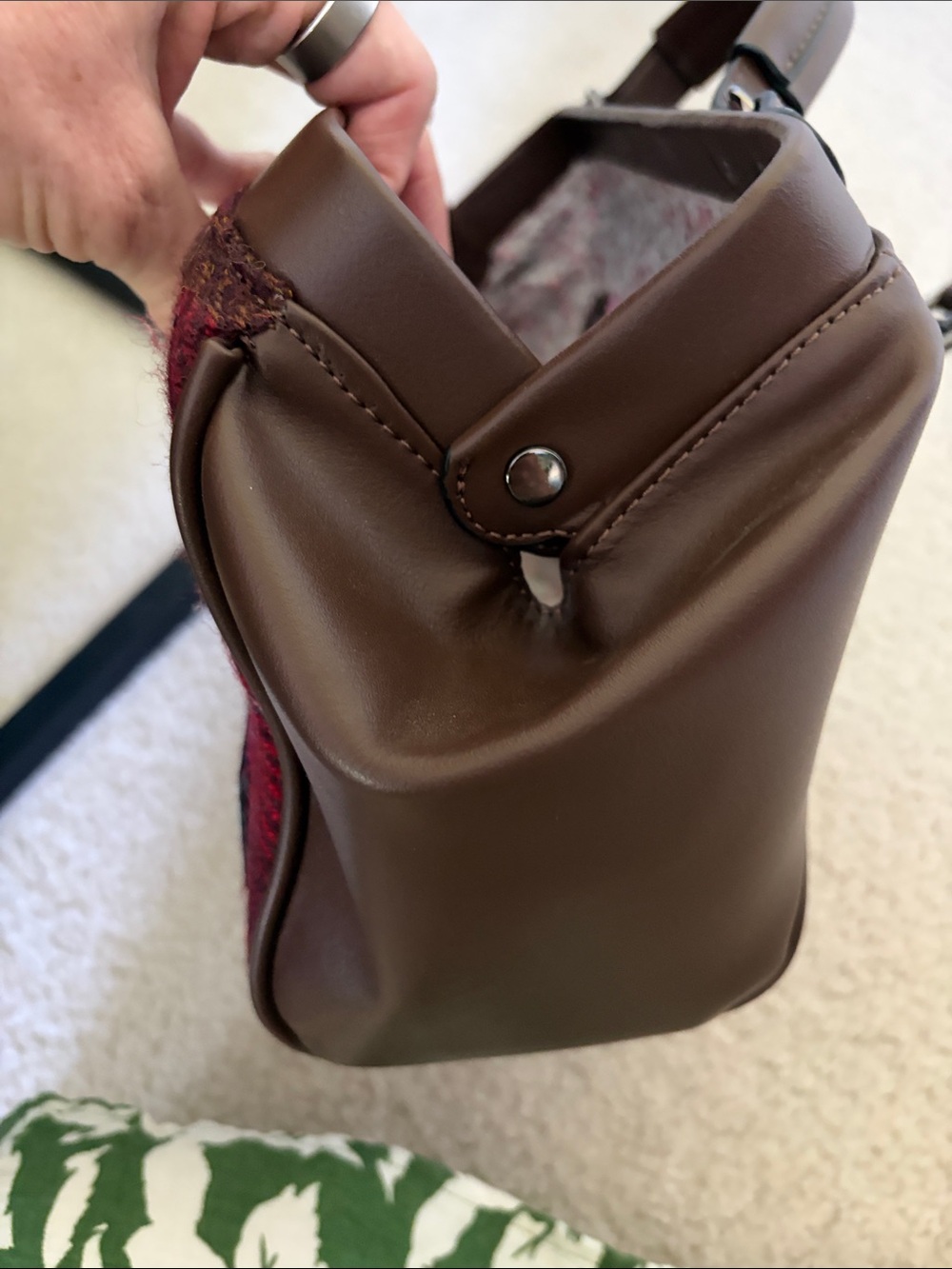 Harris Tweed Brown Leather and tweed Doctor-Style Satchel - Picture 7 of 12